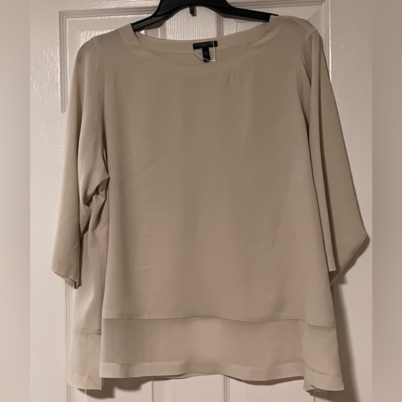 Eileen Fisher Tops - EILEEN FISHER SILK WOMENS BLOUSE SIZE 1X STONE COLOR